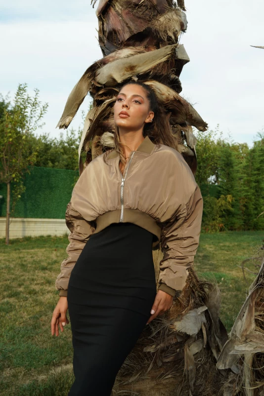 Haki Crop Bomber Ceket