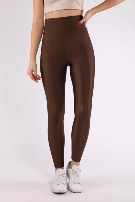 Kahverengi Parlak Disko Tayt