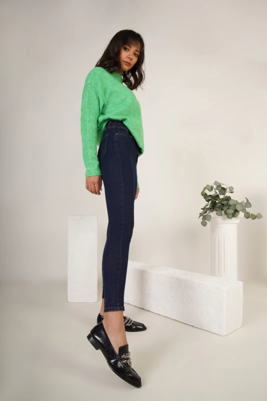 Lacivert Fermuarlı Çift Cepli Pantolon