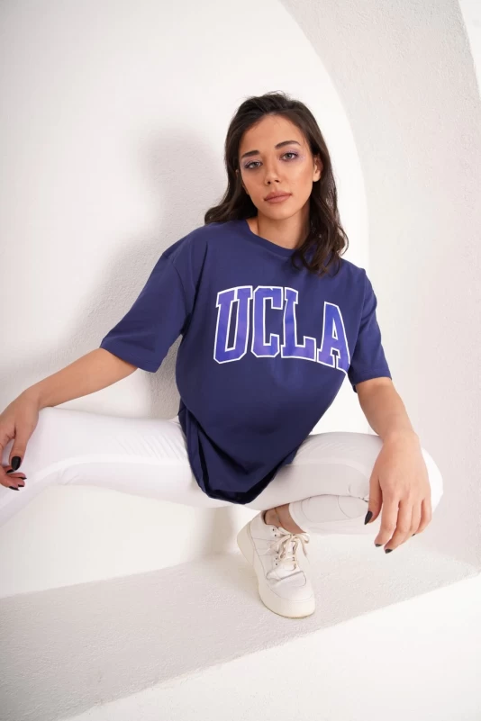Lacivert UCLA Baskılı T-Shirt