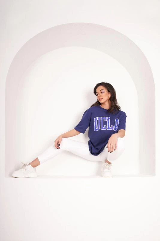 Lacivert UCLA Baskılı T-Shirt