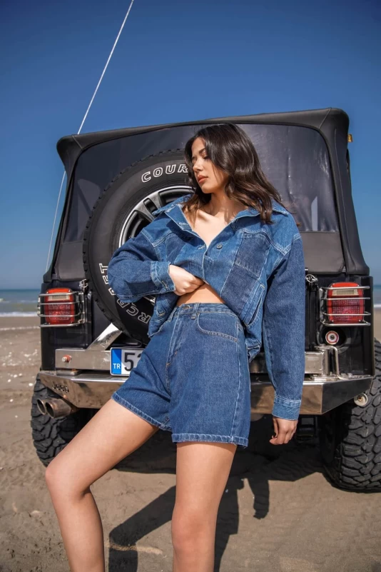 Mavi MNG Düğmeli Kot Ceket