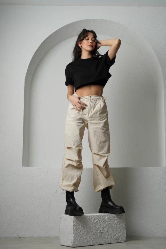 Siyah Basic Crop T-Shirt