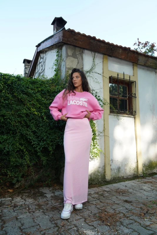 Pembe Beli Lastikli Etek