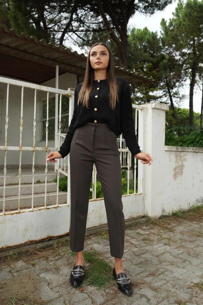 Acı Kahve Pensli Pantolon, Siyah Teddy Hırk