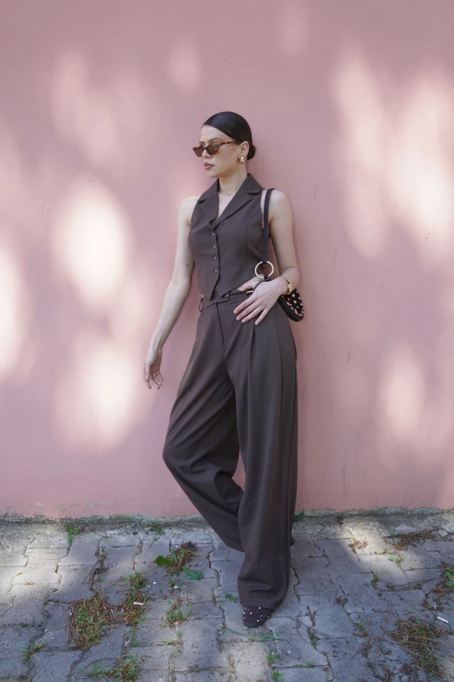 Acı Kahve Yelek Takım