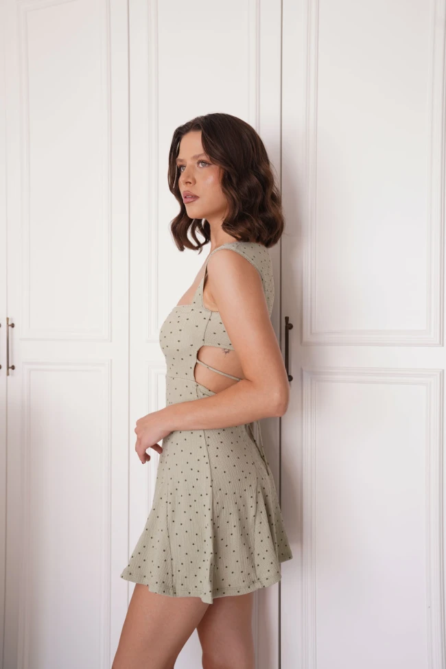 Mint Yeşili Orj Marka Sırt Detaylı Elbise