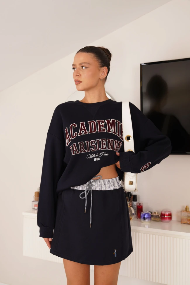 Lacivert Beli Lastikli Etek