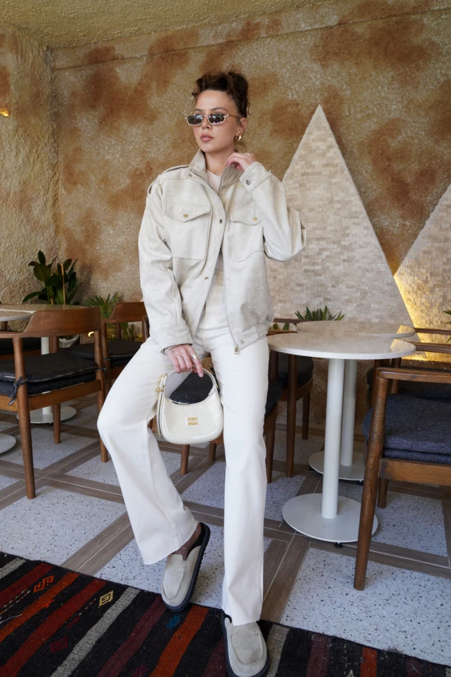 Bej Orj Marka Kesik Paça Palazzo Jean