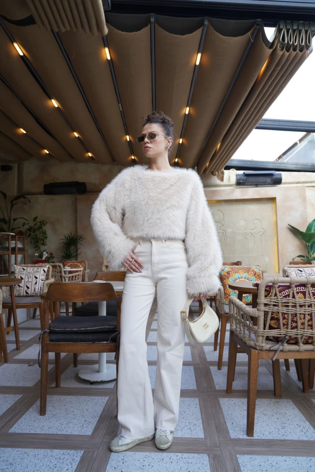 Bej Orj Marka Kesik Paça Palazzo Jean