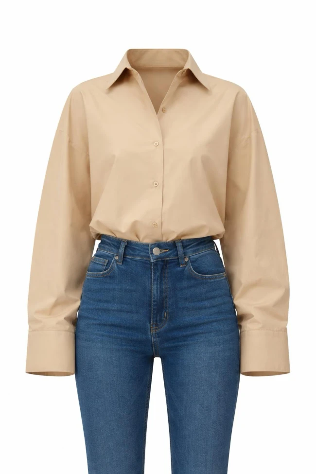 Bej Günlük Gömlek