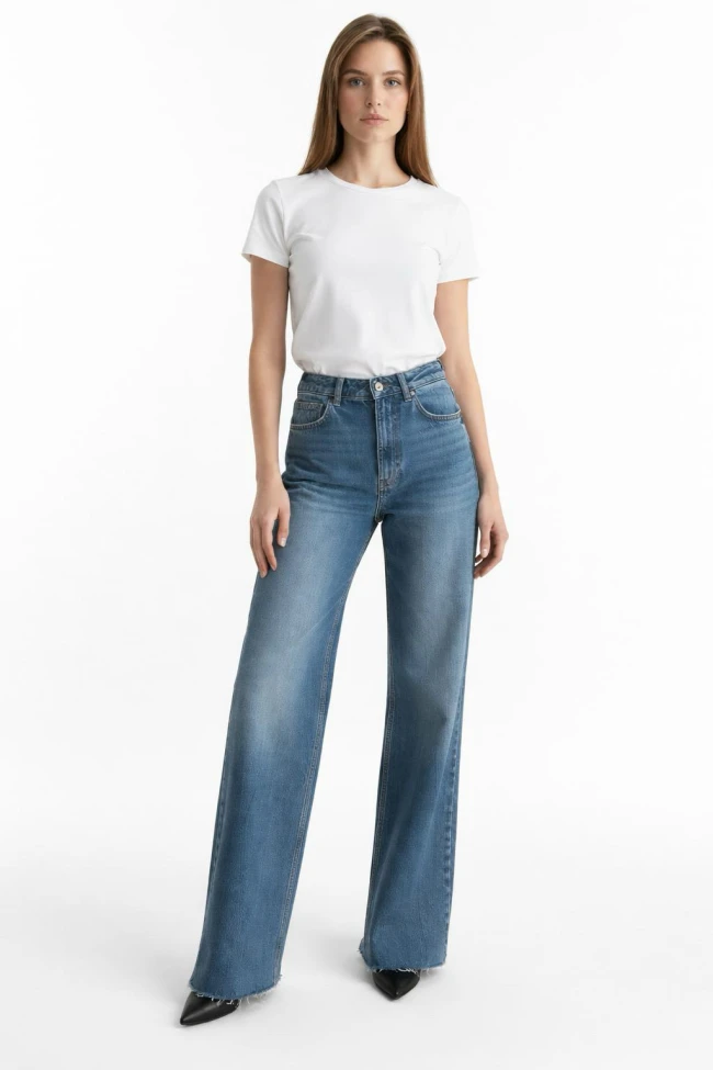 Mavi Kesik Paça Orj Marka Jean