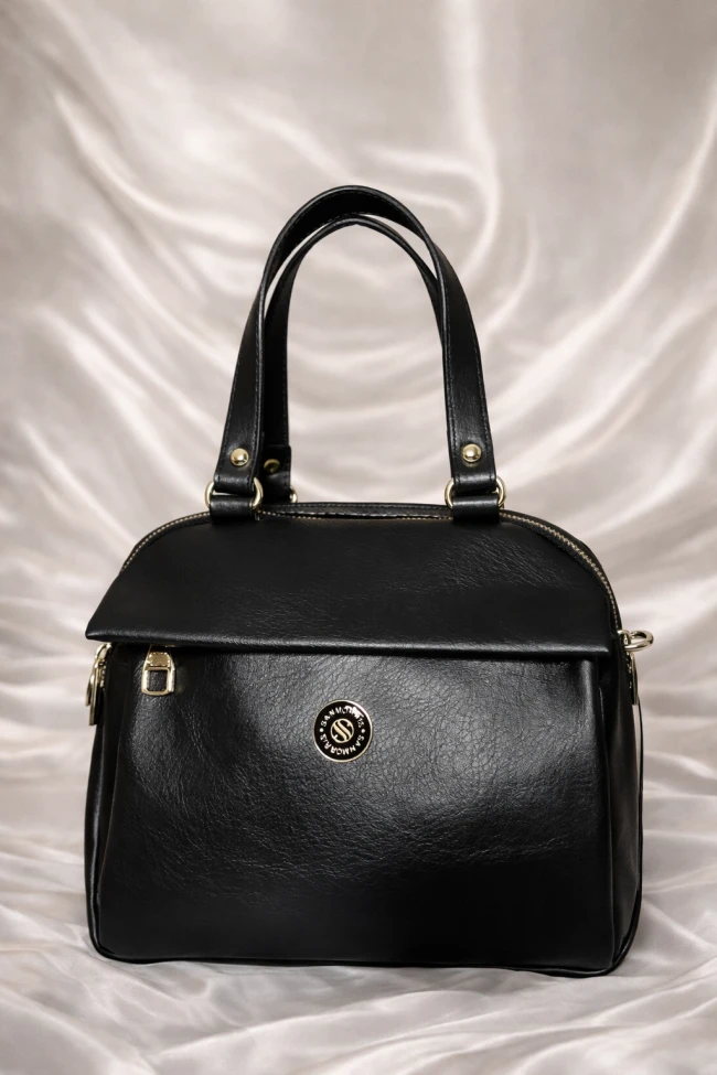 Sanmorris Siyah Çok Gözlü El ve Omuz Çantası