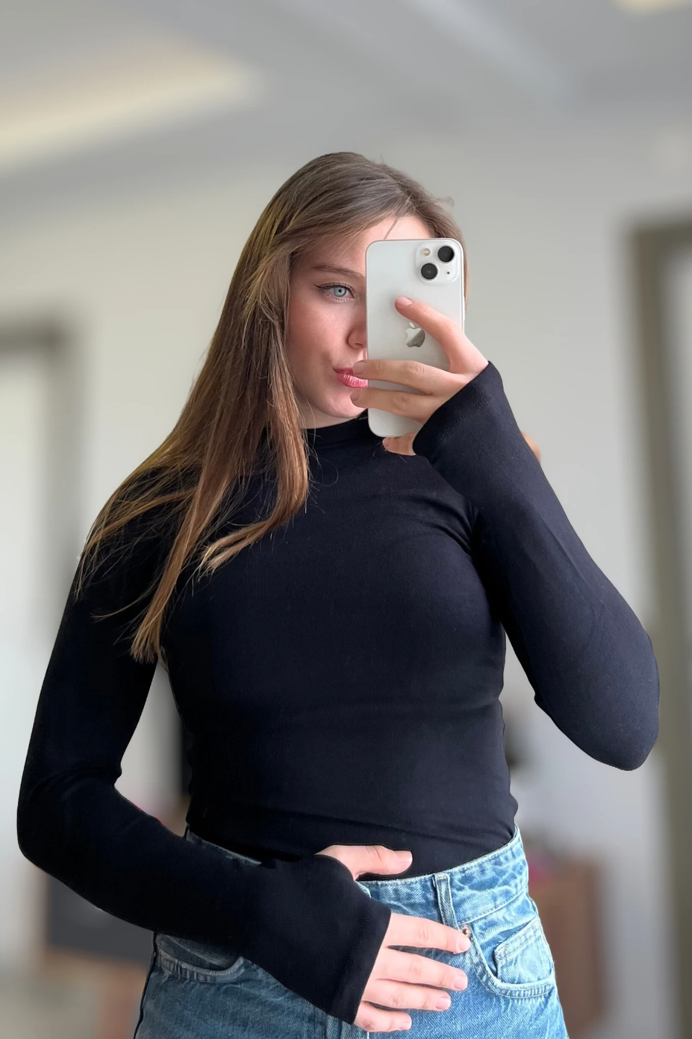 Siyah Orj Marka Parmak Geçirmeli Body