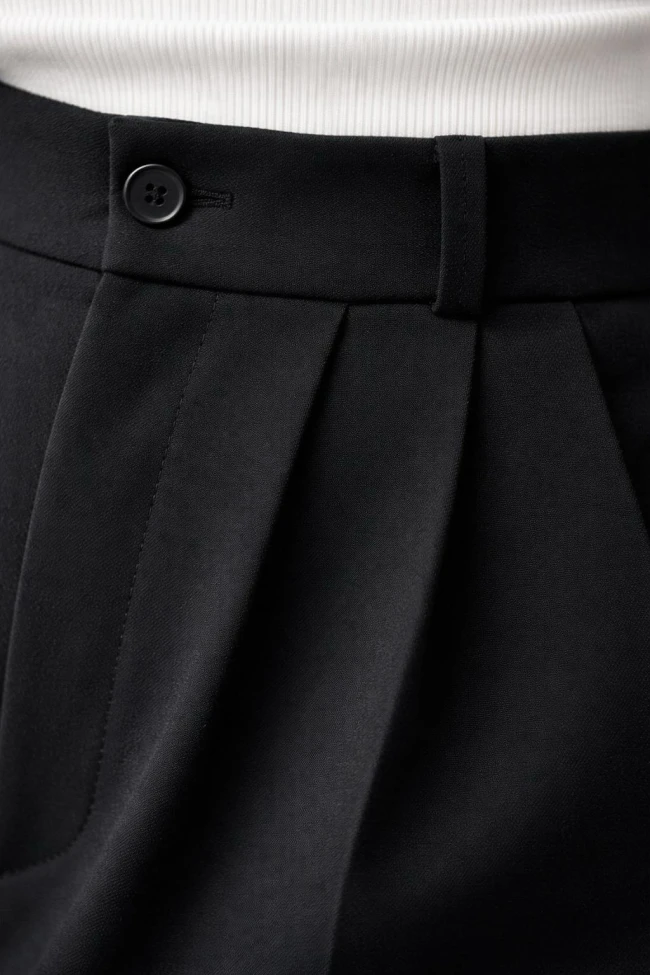 Siyah Palazzo Kumaş Pantolon