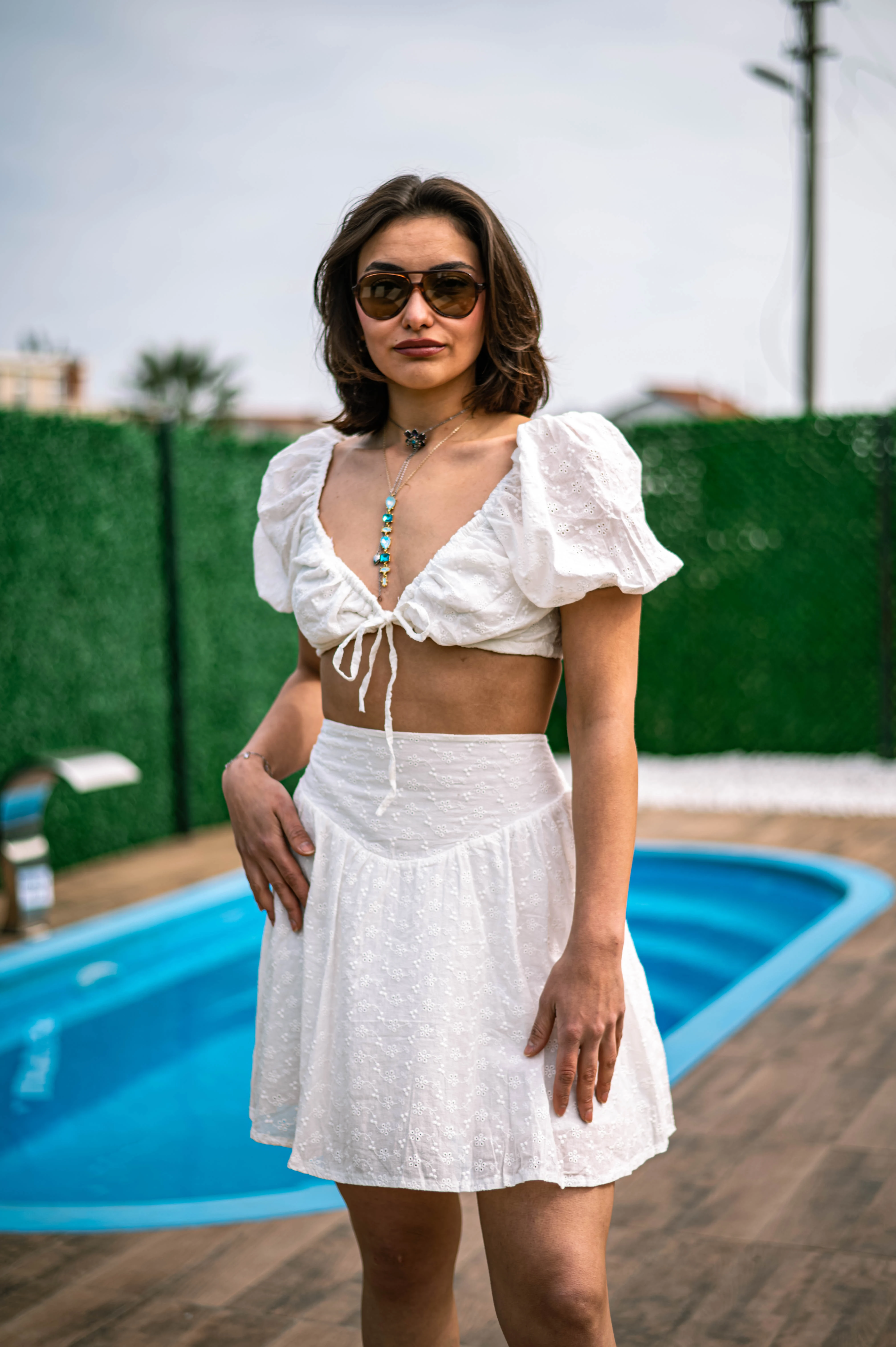 Beyaz Çiçekli Fisto Takım