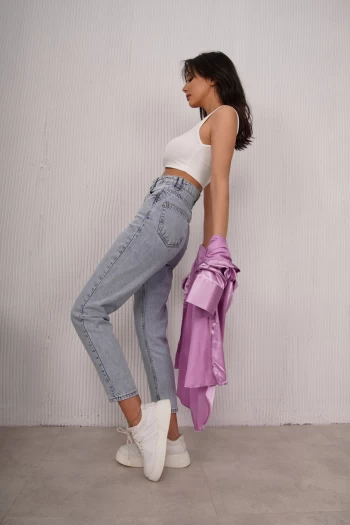 Buz Mavisi Yüksek Bel Mom