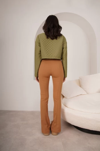 Camel Önü Yırtmaçlı Pantolon