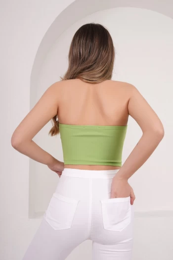 Fıstık Yeşili Straplez Croptop