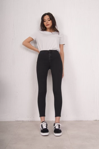 Füme Yüksek Bel Kot Pantolon