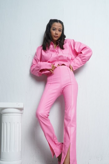 Pembe Deri Gömlek, Pembe Palazzo Deri Pantolon