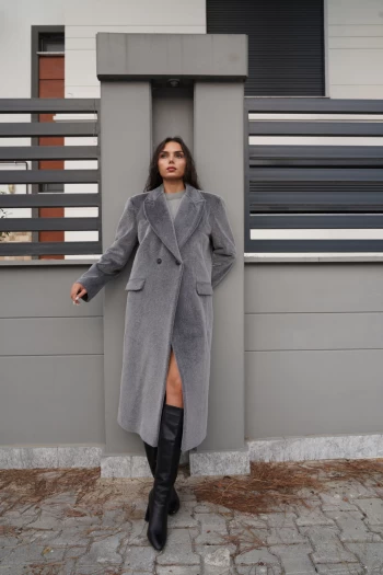 Gri Kaşmir Dokulu Kaban