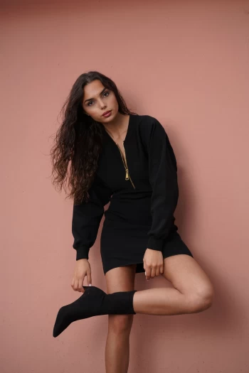 Siyah Orj Model Triko Elbise