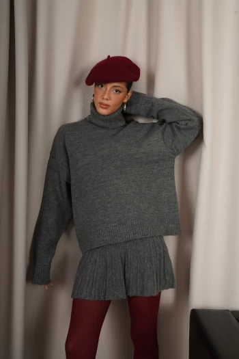 Gri Balıkçı Yaka Triko Takım