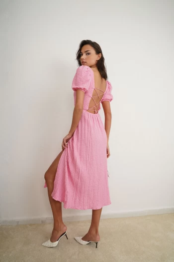 Pembe Gofre Elbise