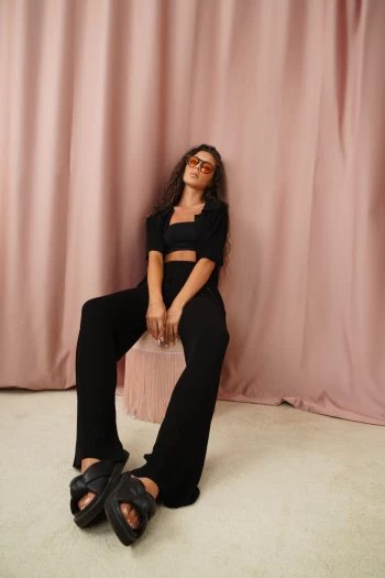 Siyah İnce Triko Takım