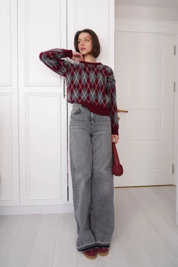 Açık Gri Massi Paça Detaylı Jean