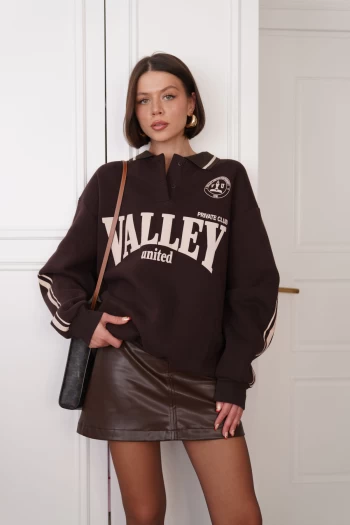 Kahverengi Polo Yaka Sweatshirt