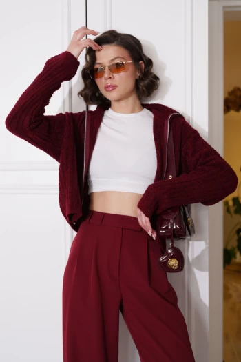 Bordo Zr Triko Hırka