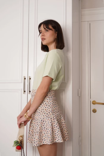 Bej Desenli Şort Etek