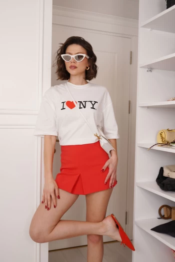 Ekru Baskılı T-Shirt