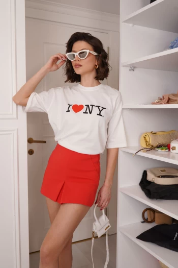 Ekru Baskılı T-Shirt