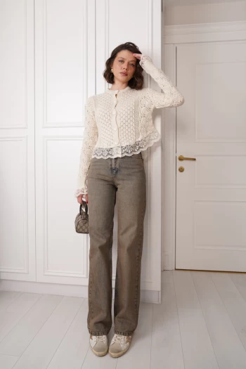 Eskitme Mavi Straight Jean