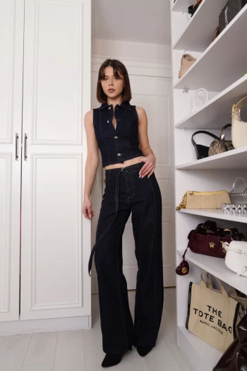 Lacivert Orj Model Jean Yelek Takım