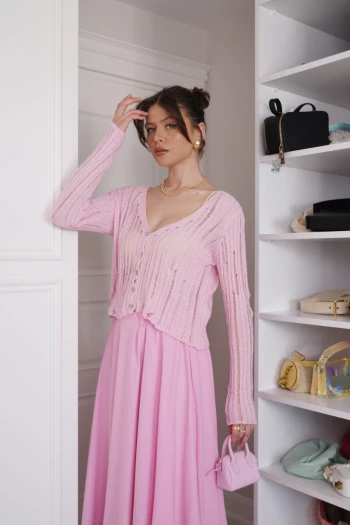 Pembe Transparan Hırka
