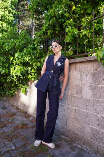 Lacivert Yüksek Bel Palazzo Jean