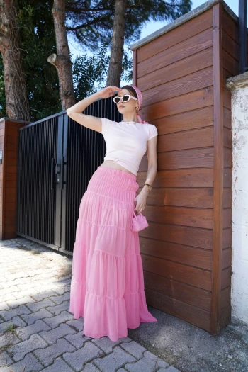 Pembe İçi Şortlu Şifon Etek