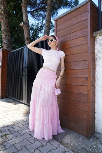 Pembe İçi Şortlu Şifon Etek