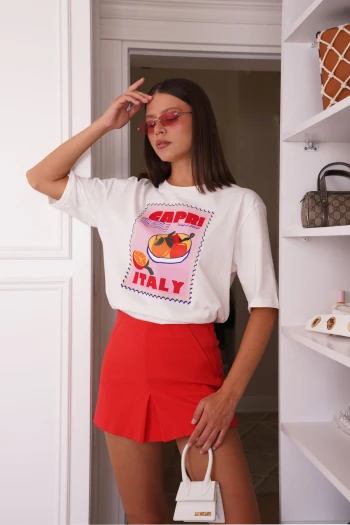 Beyaz Baskılı T-Shirt
