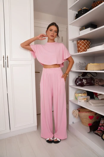 Pembe Modal Kumaş Eşofman Takım