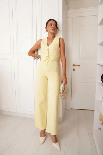 Sarı Orj Marka Wide Lige Jean