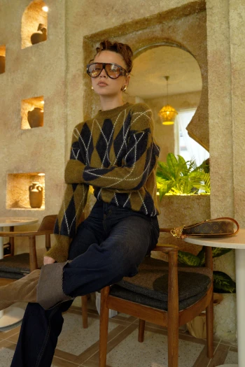 Haki Baklava Desen Kazak