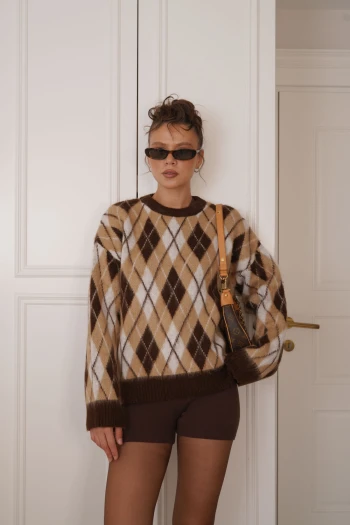 Kahverengi Baklava Desen Kazak