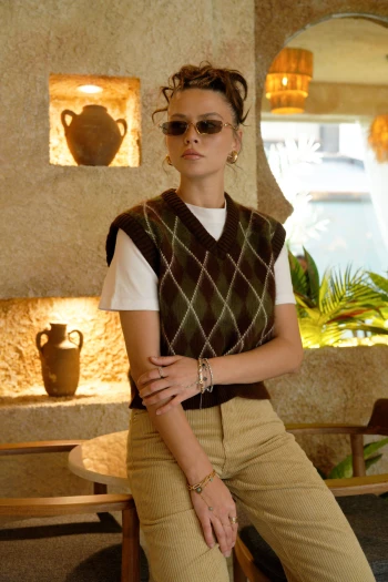 Kahverengi Baklava Desen Süveter