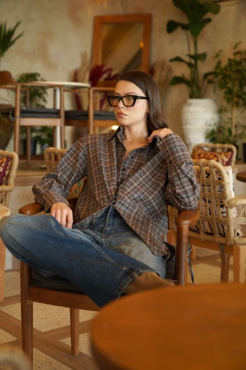 Kahverengi Vatkalı Ekose Gömlek