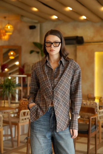 Kahverengi Vatkalı Ekose Gömlek